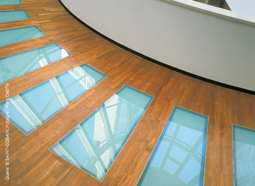 Boden mit begehbaren Glasflächen